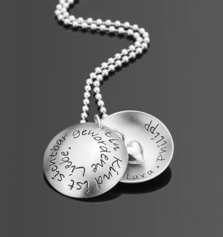 LIEBE 925 Silberkette mit Gravur, Textschmuck mit Wunschtext