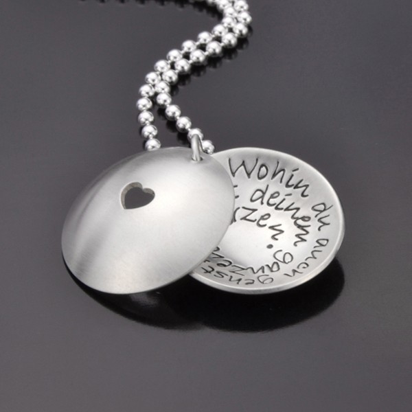 MESSAGE IN A SHELL - HEART Kette mit persönlicher Gravur, 925 Silber