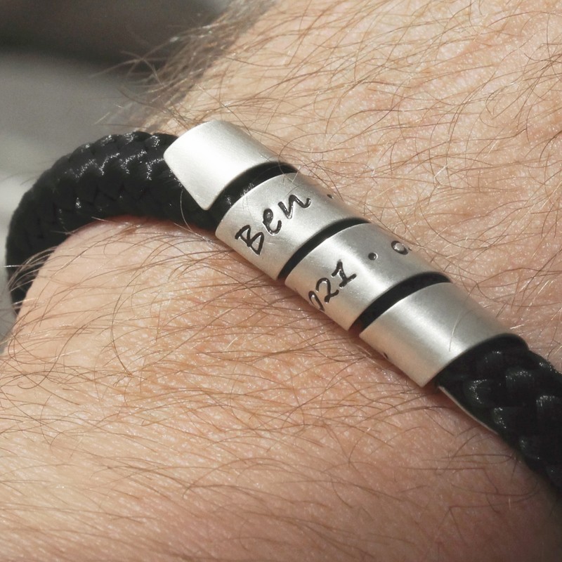 Armband Männer Gravur Namen Segeltau LOOP MEN 7seas 925 Silber Schriftrolle Herrenarmband