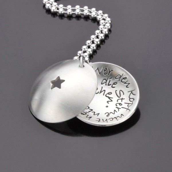 MESSAGE IN A SHELL - STAR 925 Silbermedaillon, Schmuck mit Wunschtext