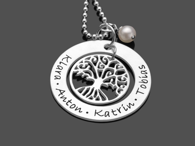 Lebensbaum Kette OHANA 925 Silberkette mit Namensgravur