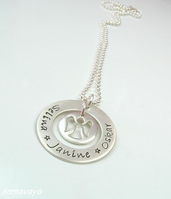 SCHUTZKREIS 925 Silber Kette mit Namen, Familienkreis, Gravur