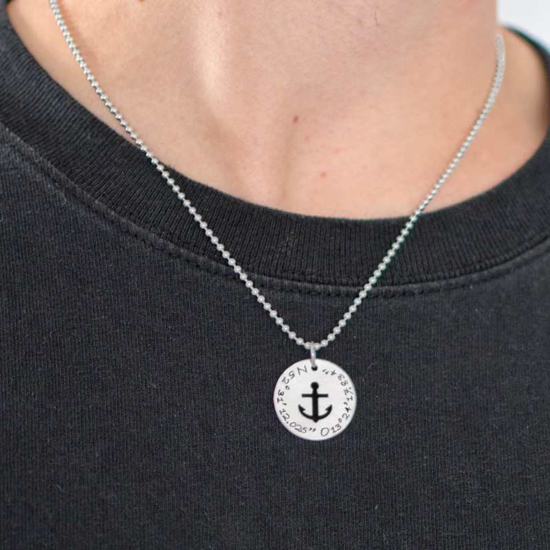 Herrenkette mit Koordinaten ANCHORED 925 Silberkette für Männer