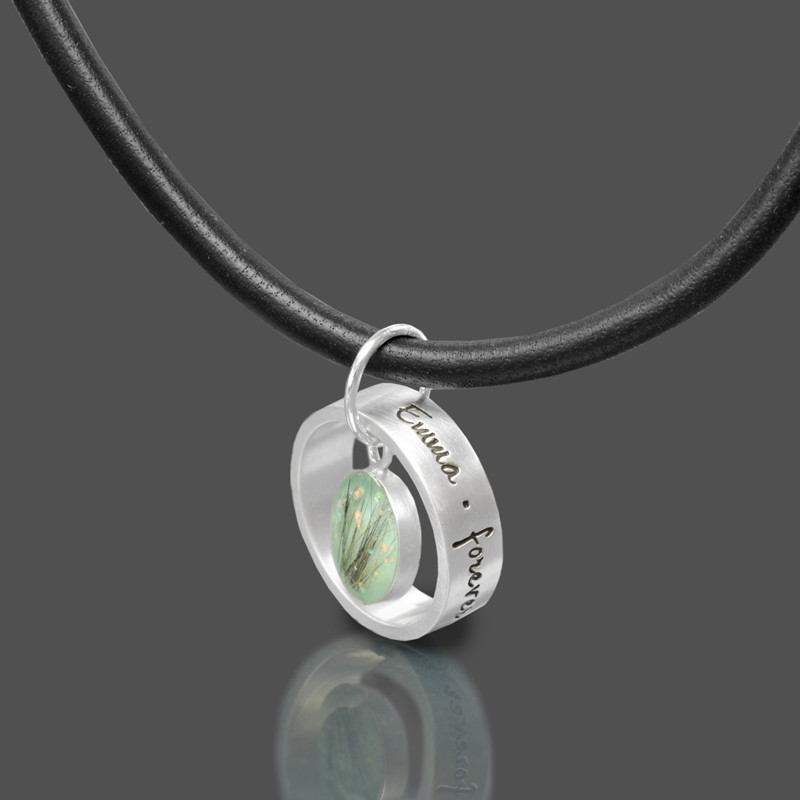 Tierhaarschmuck Erinnerungsschmuck REMEMBER ME Hund Katze Pferd Halskette Leder
