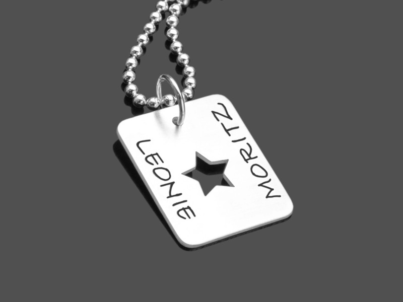 Männerkette personalisiert STAR TAG 925 Silberschmuck mit Gravur