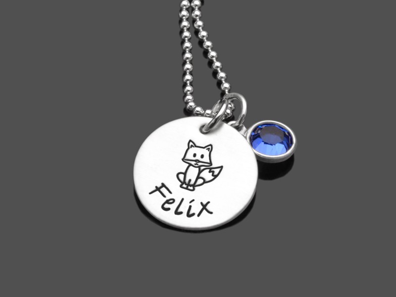 Kinderkette FOXY 925 Silber Namenskette mit Gravur individueller Kinderschmuck