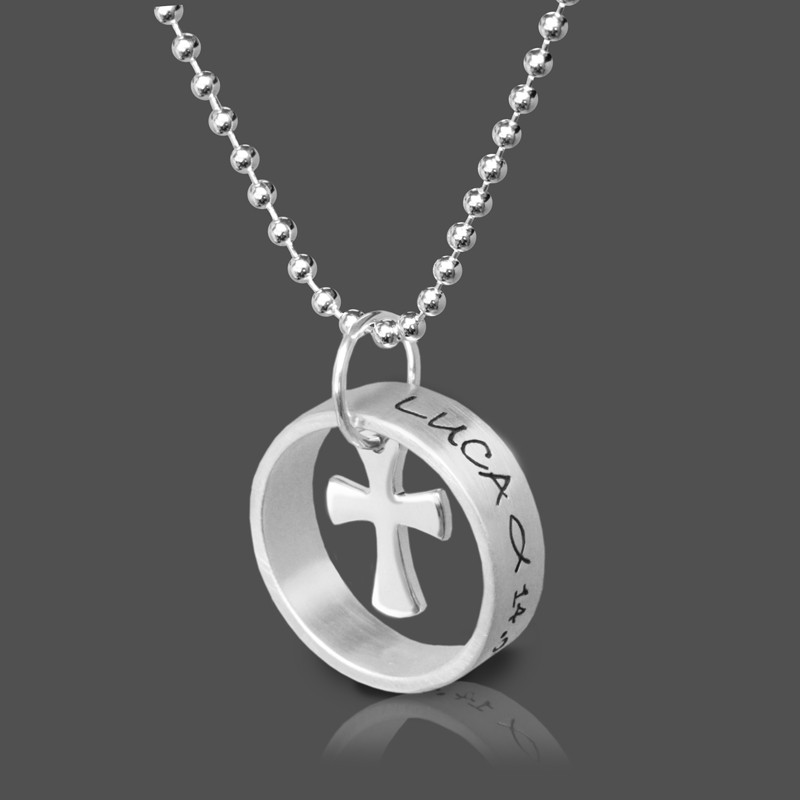 Halskette-Kreuz-Konfirmation-Geschenk-Junge-Silberkette