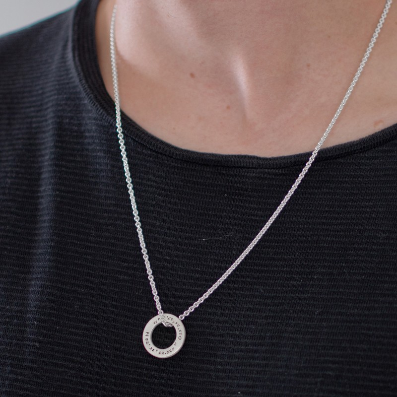 Kette mit Gravur GEO RING 925 Silberkette Koordinaten Gravurschmuck