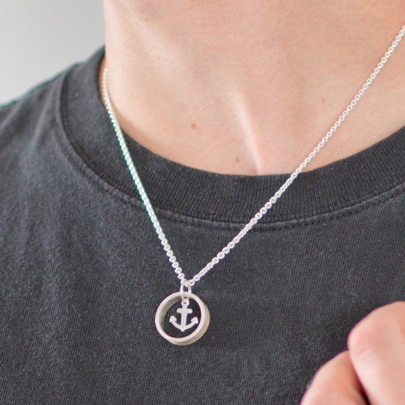 Männerkette mit Gravur ANCHOR RING 925 Herrenkette Anker
