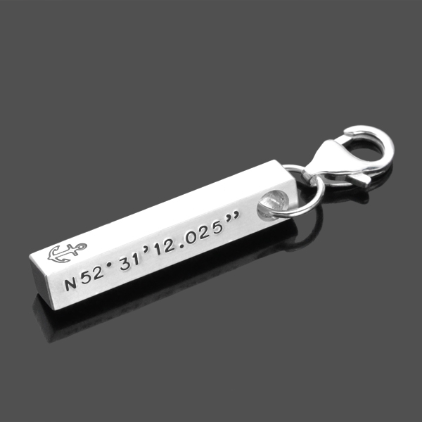 Schlüsselanhänger mit Gravur Koordinaten GEO RING Silberanhänger personalisiert 