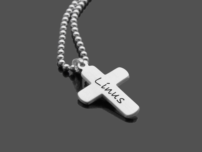 Gravur Gravur Platte mit Schutzengel Kreuz,Silber 925 Kinderkette Taufkette 