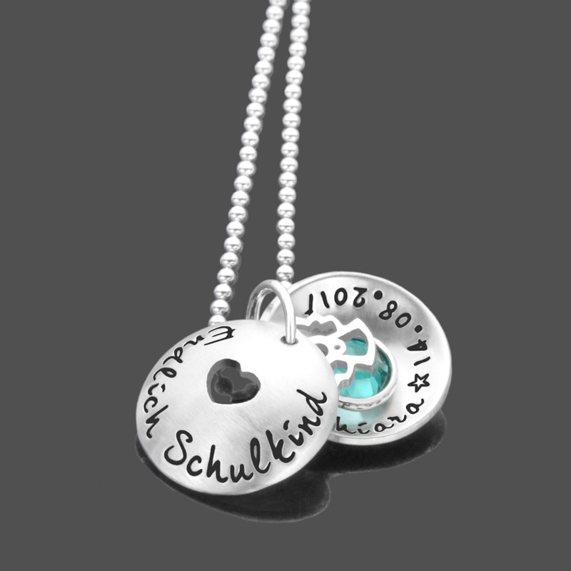 Kette zum Schulanfang ENDLICH SCHULKIND 925 Silber Gravur Geschenk Einschulung