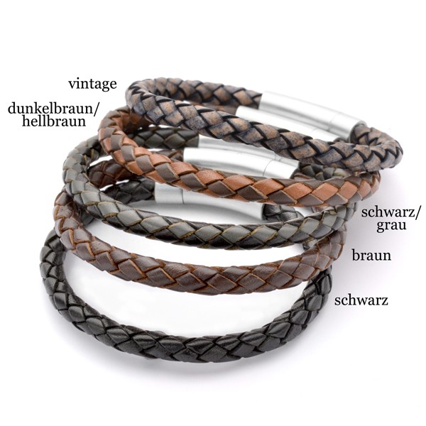 Herrenarmband LOOP MEN BLACK 925 Lederarmband Gravur Männerarmband