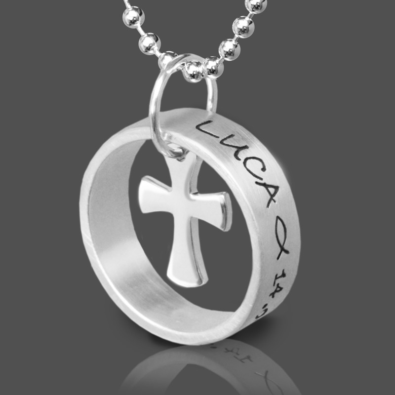 Halskette-Kreuz-Konfirmation-Geschenk-Junge-Silberkette